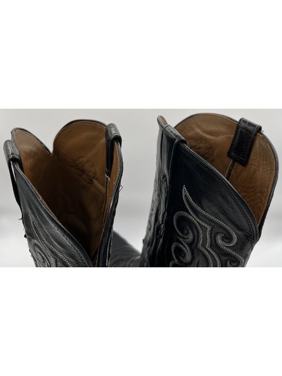LUCCHESE CLASSICS Handmade Black CAIMAN BELLY Western Cowboy Boots Mens 13D